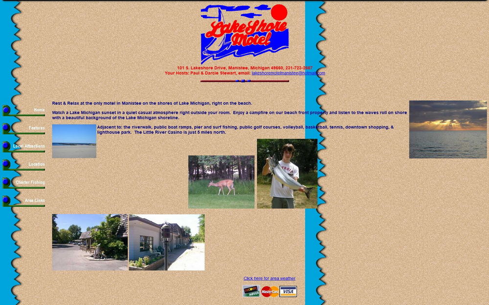 Lake Shore Motel (Kennys Lakeshore Motel) - 2010 Website Home Page